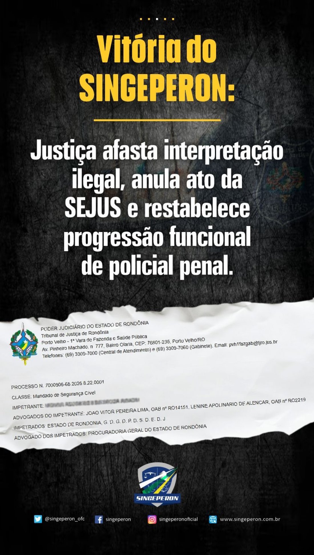 Justiça anula ato administrativo e garante progressão funcional a policial penal em Rondônia